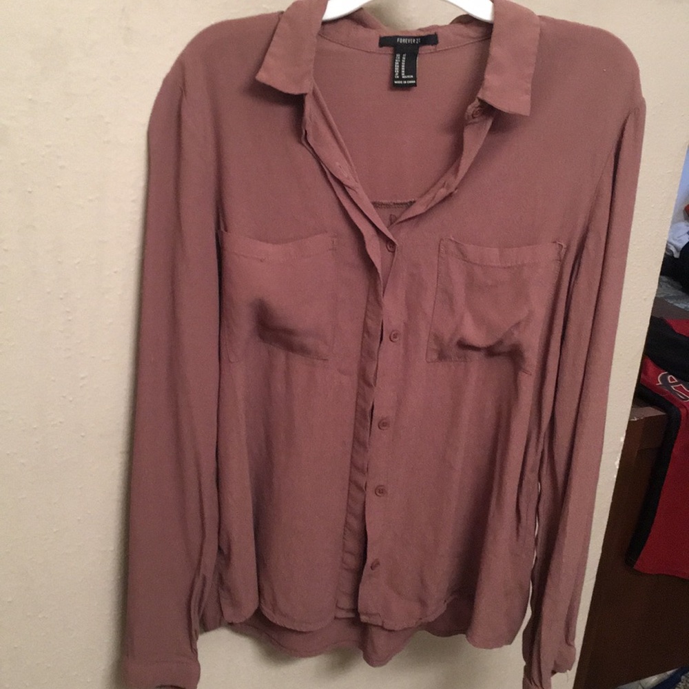 button up brownish blouse business casual
